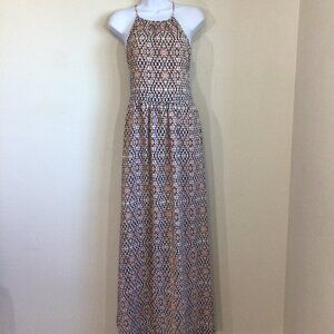 Joie Silk Printed Thin Strap Tie Up Back Maxi Long Dress